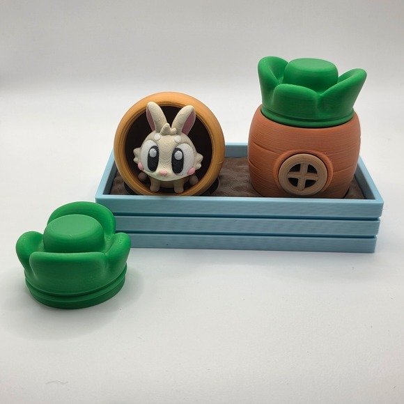3D Printed Easter Bunny Garden Play Set Carrot House Planter Box Toy - Picture 3 of 4